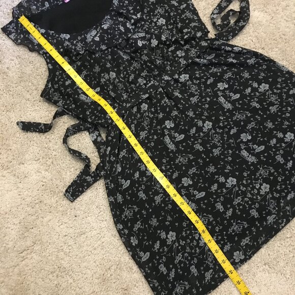 Retro Floral Boho Ruffle Collar Sleeveless Belted Dress - Picture 16 of 16